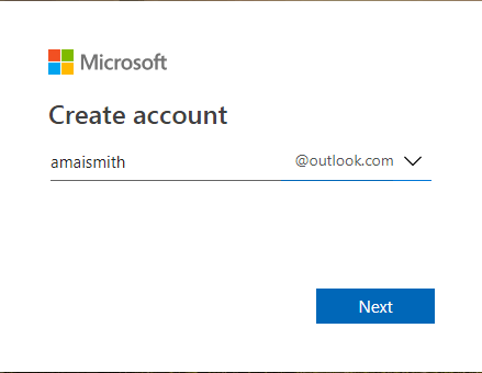 creat outlook account